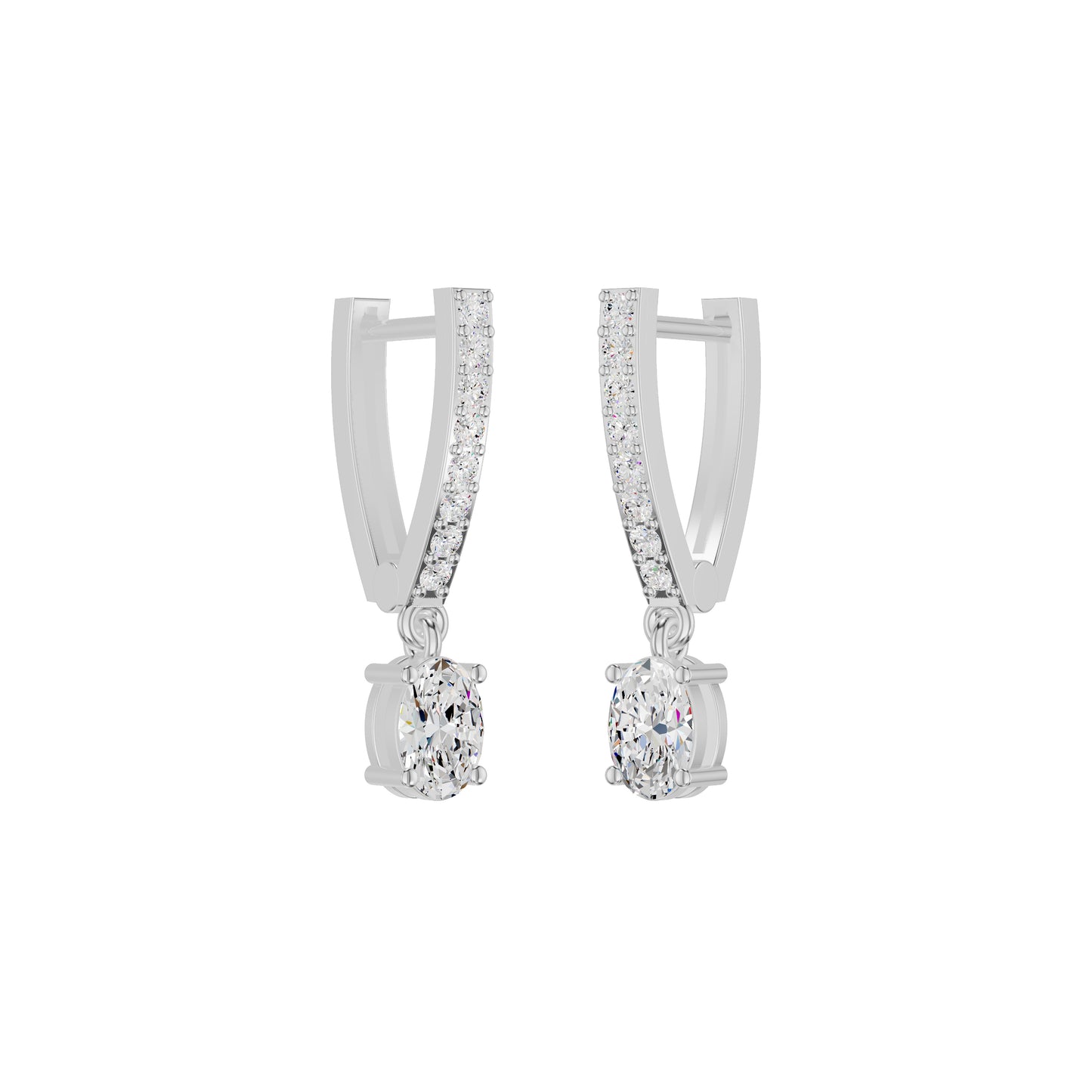 Tiered Diamond Drop Earrings 18 KT / White Gold