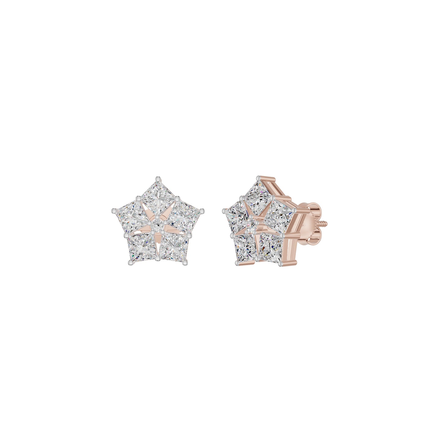 Tiny Stars Diamond Stud Earrings 18 KT / Rose Gold