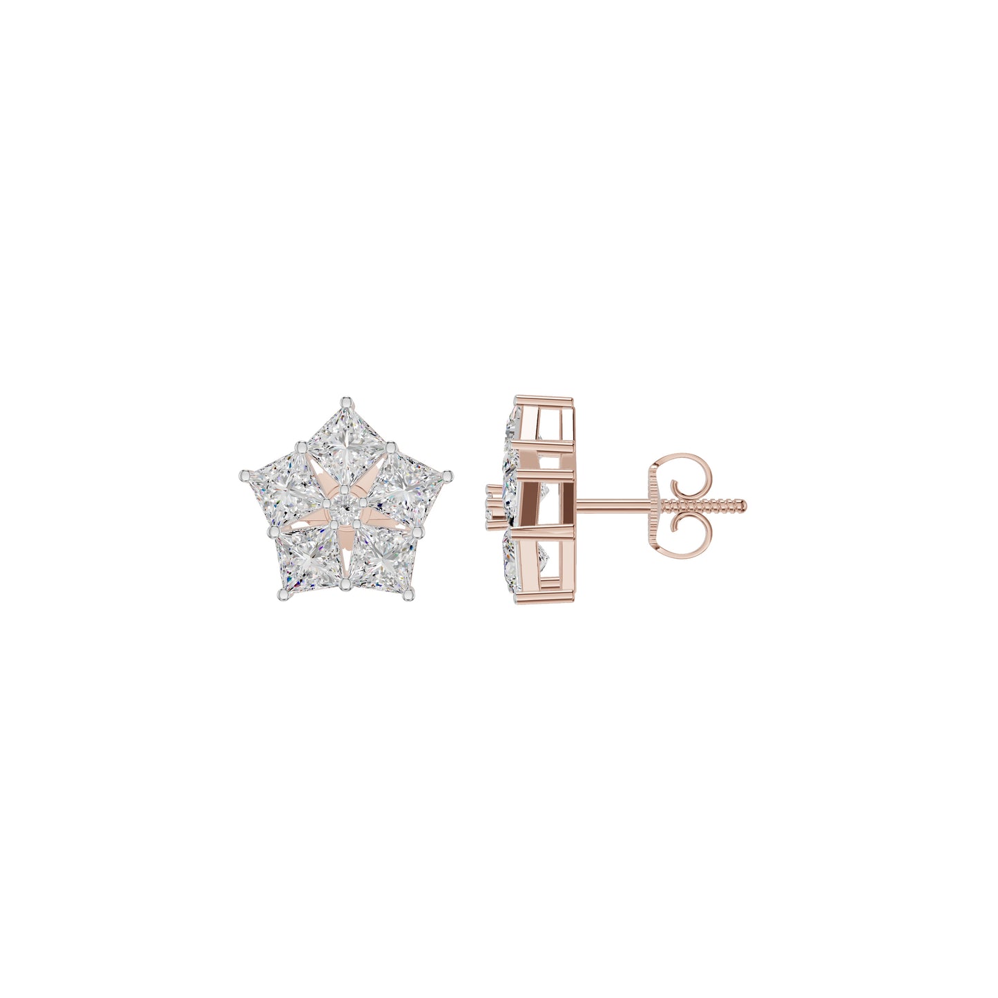 Tiny Stars Diamond Stud Earrings 18 KT / Rose Gold
