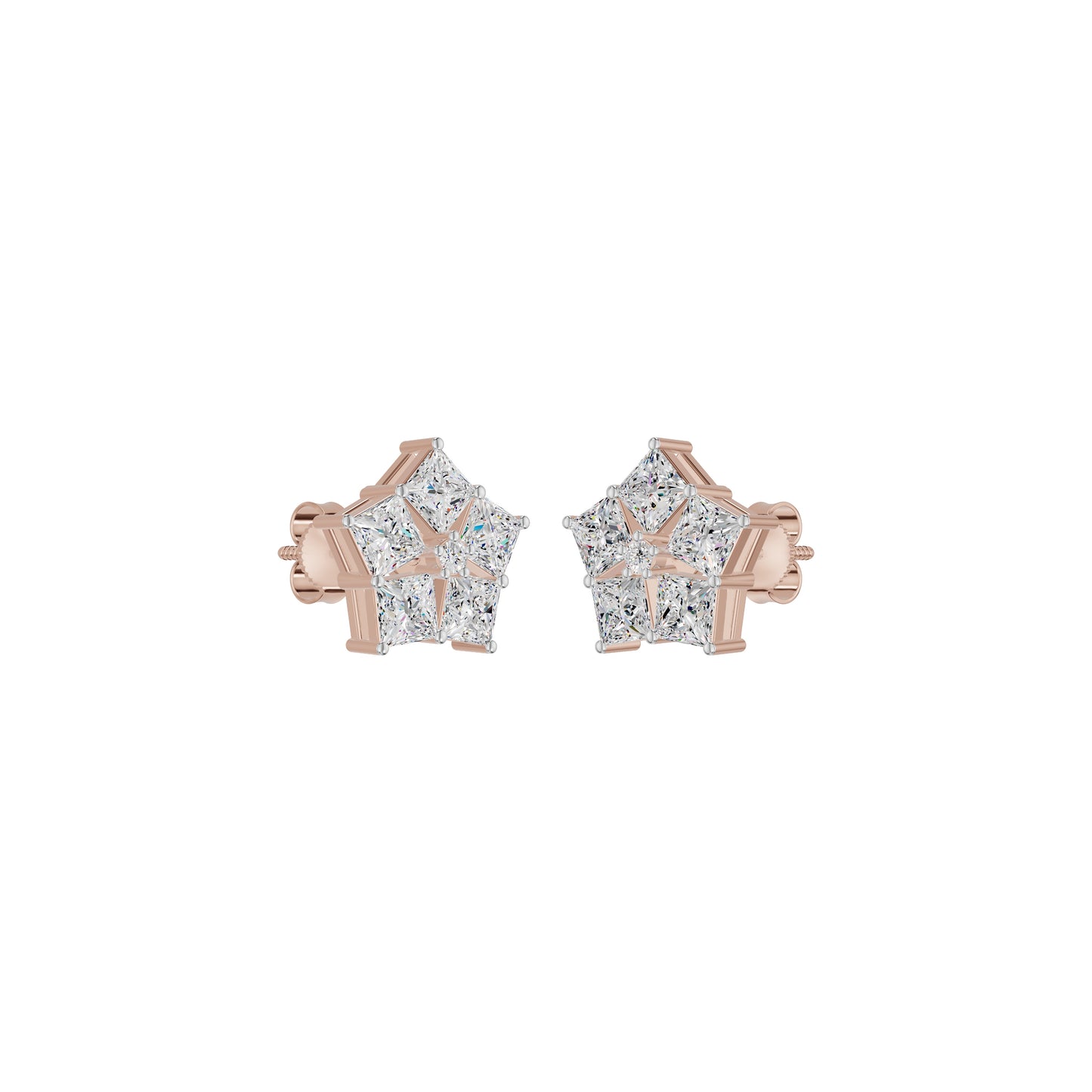 Tiny Stars Diamond Stud Earrings 18 KT / Rose Gold