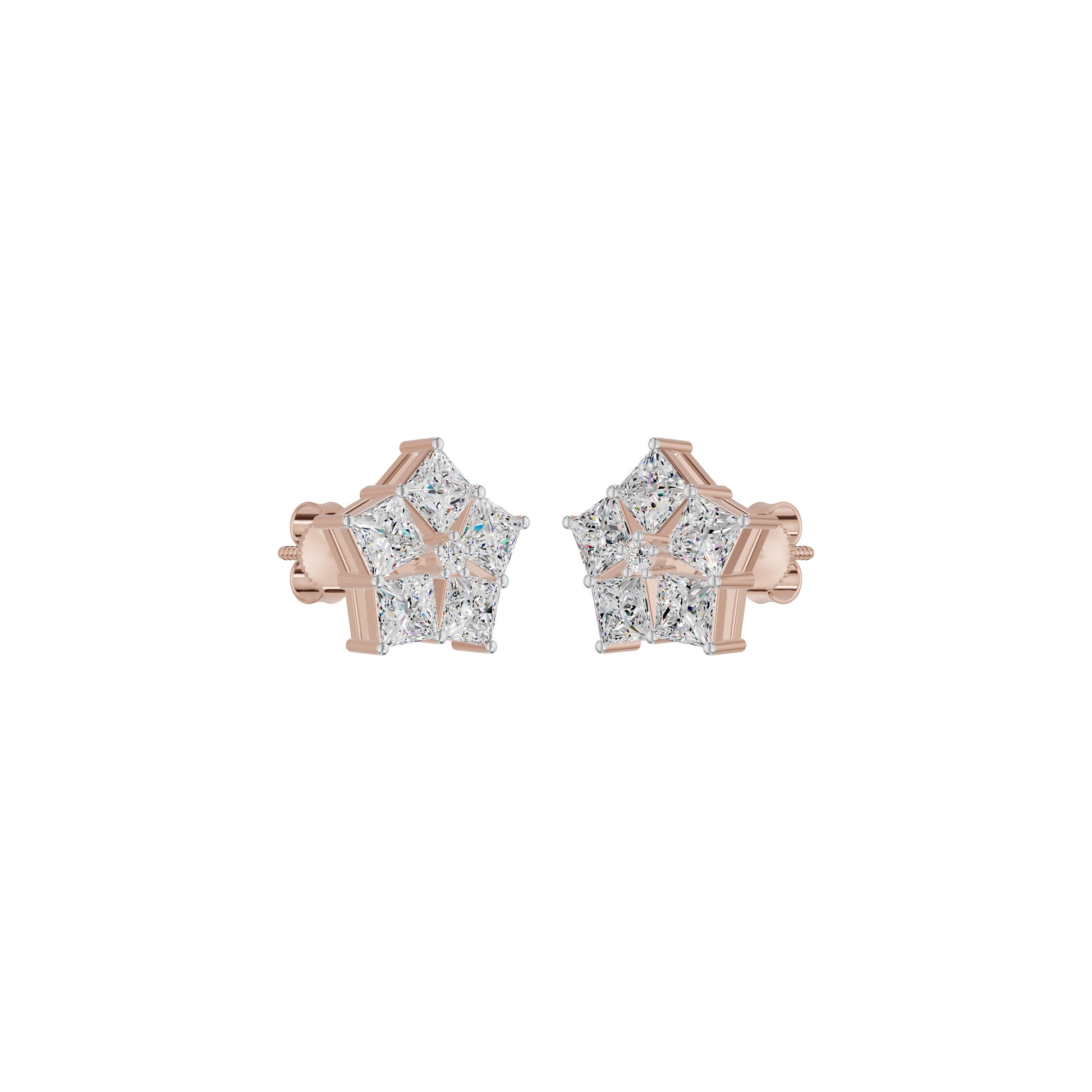 Tiny Stars Diamond Stud Earrings 18 KT / Rose Gold