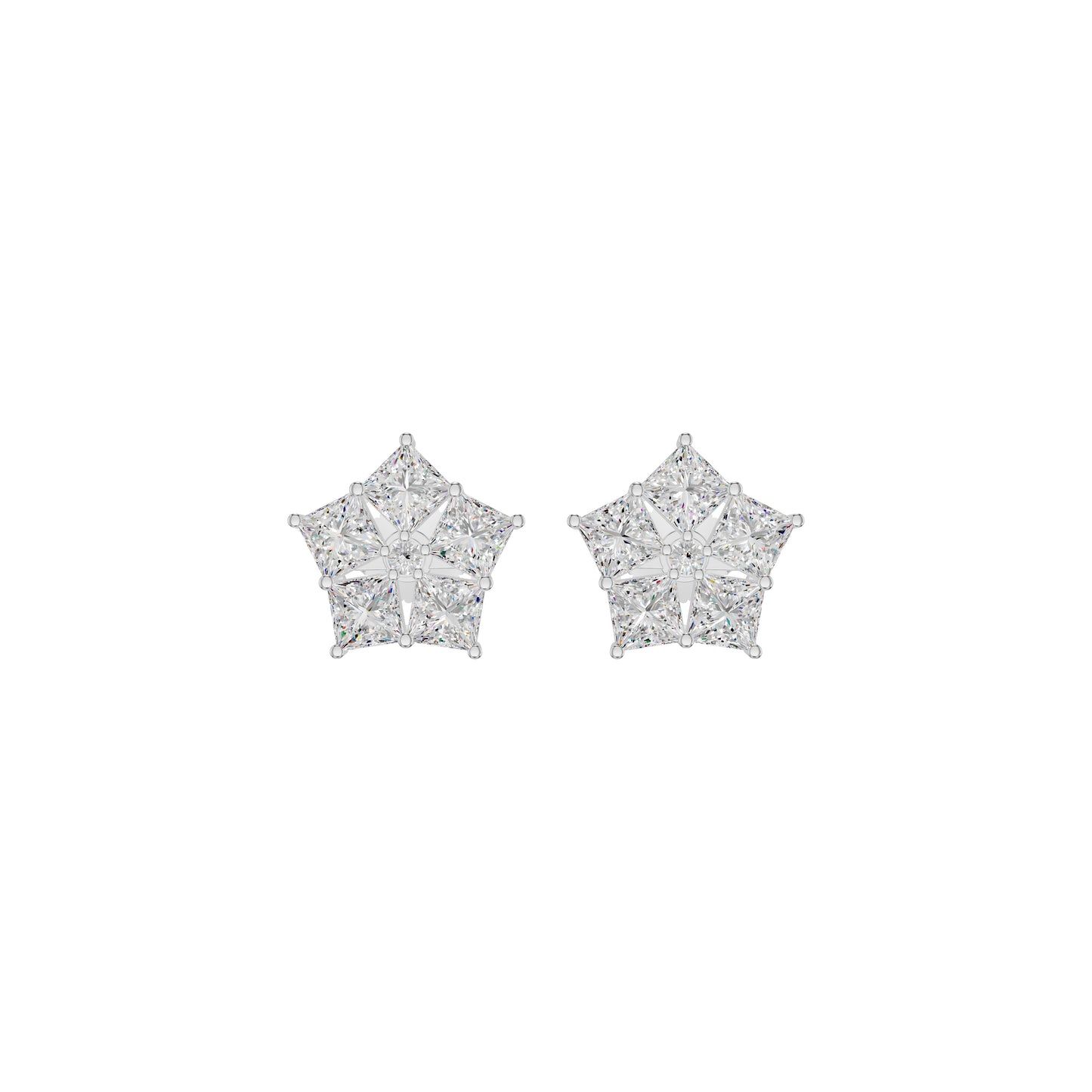 Tiny Stars Diamond Stud Earrings 18 KT / White Gold
