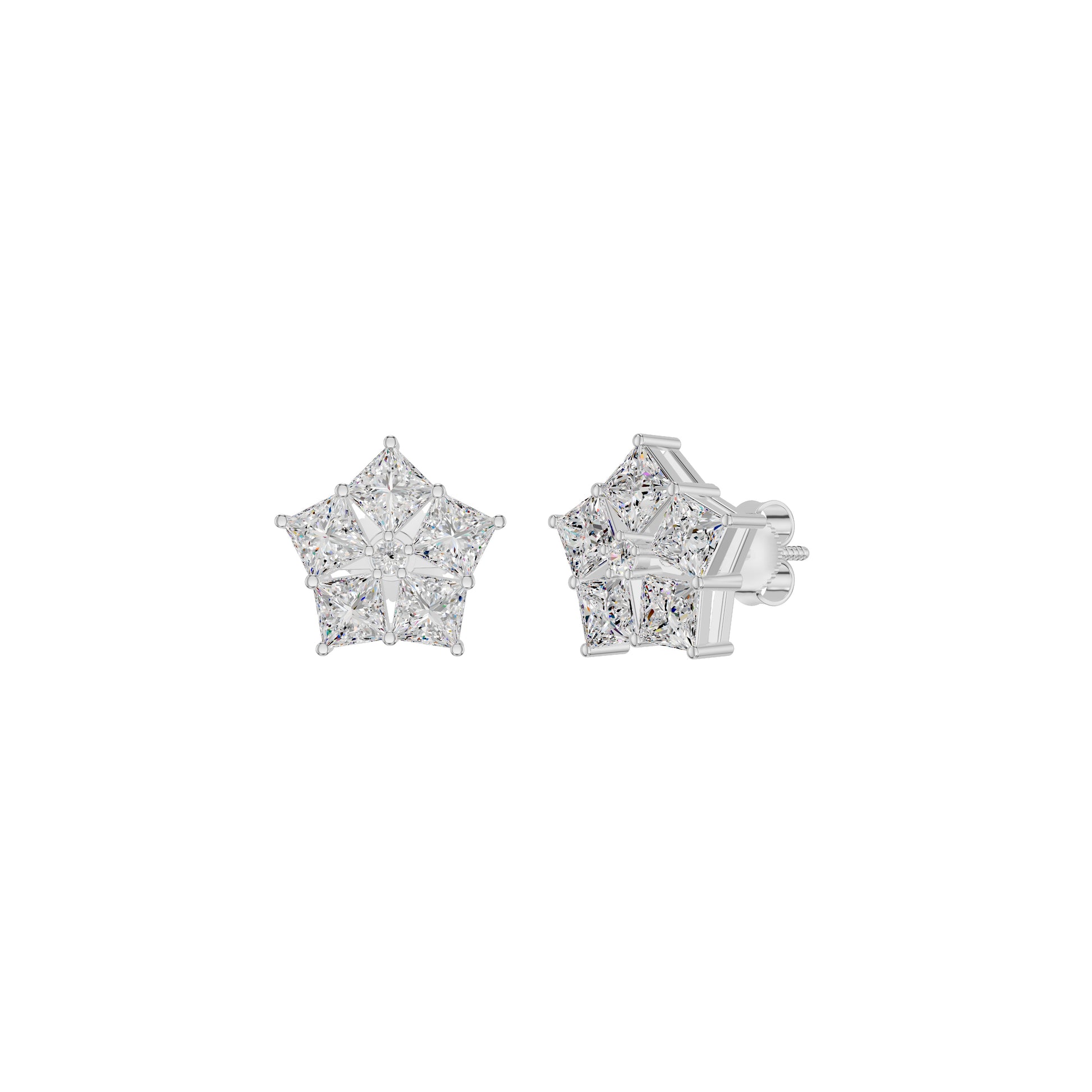 Tiny Stars Diamond Stud Earrings 18 KT / White Gold