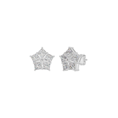 Tiny Stars Diamond Stud Earrings 18 KT / White Gold