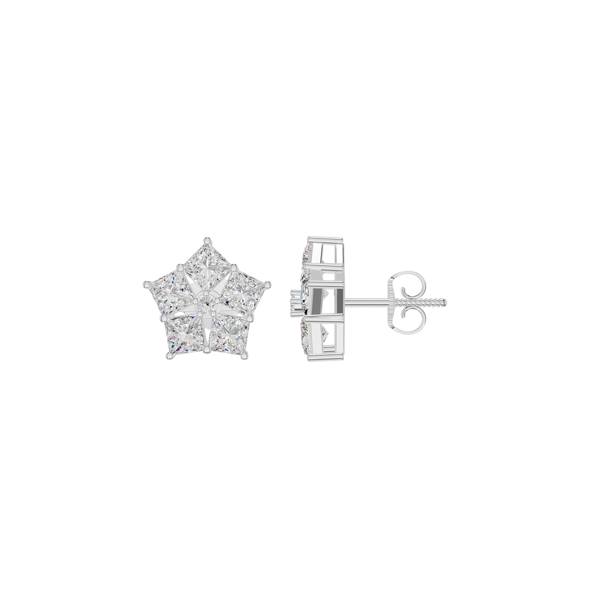Tiny Stars Diamond Stud Earrings 18 KT / White Gold