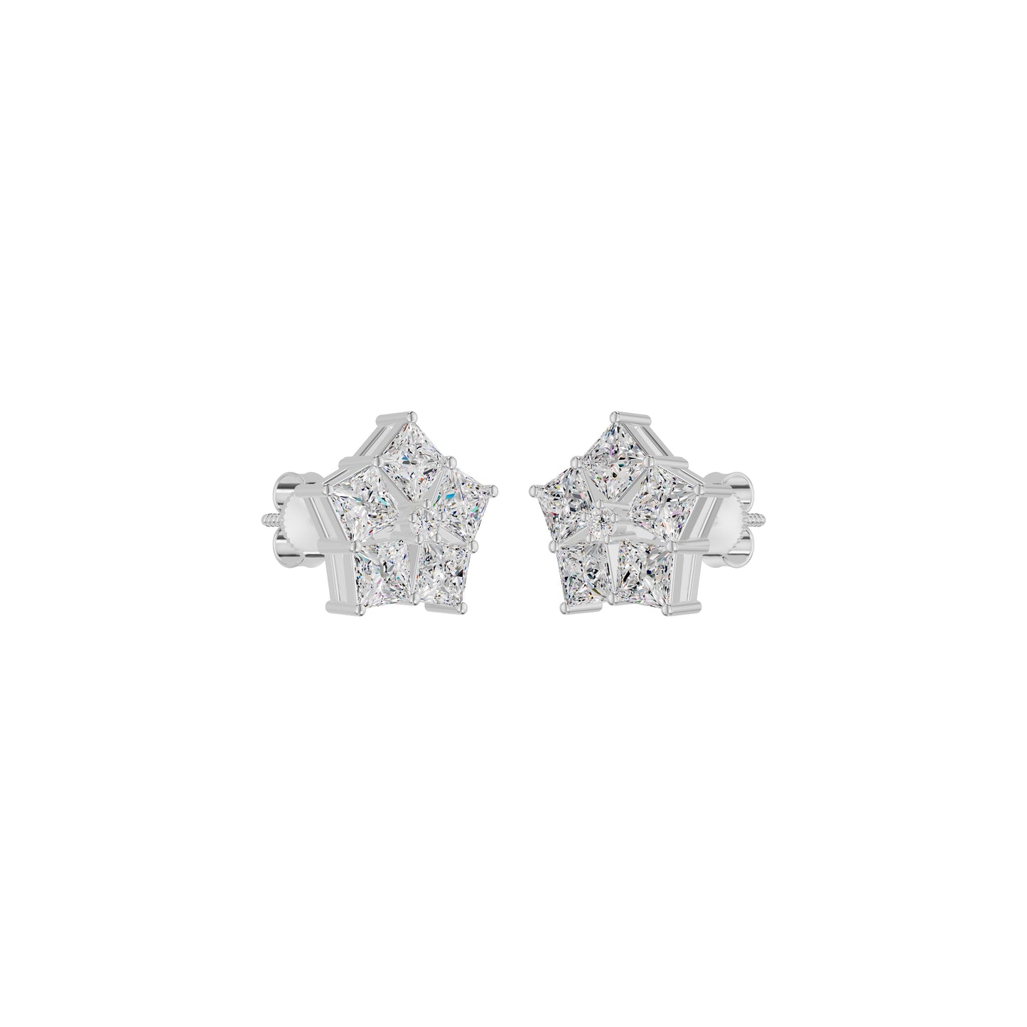 Tiny Stars Diamond Stud Earrings 18 KT / White Gold
