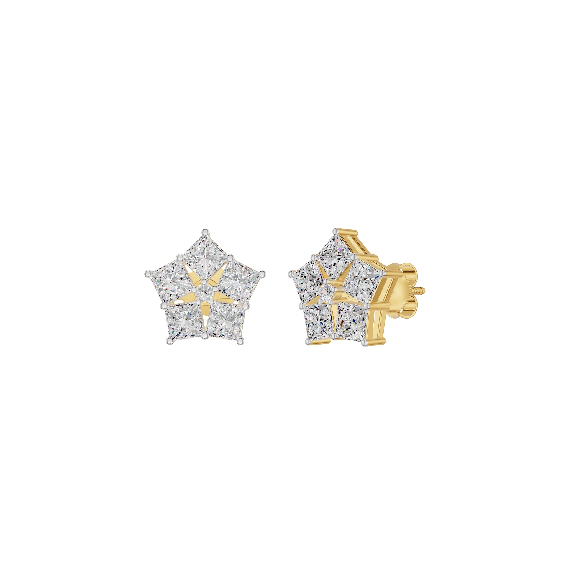 Tiny Stars Diamond Stud Earrings 18 KT / Yellow Gold