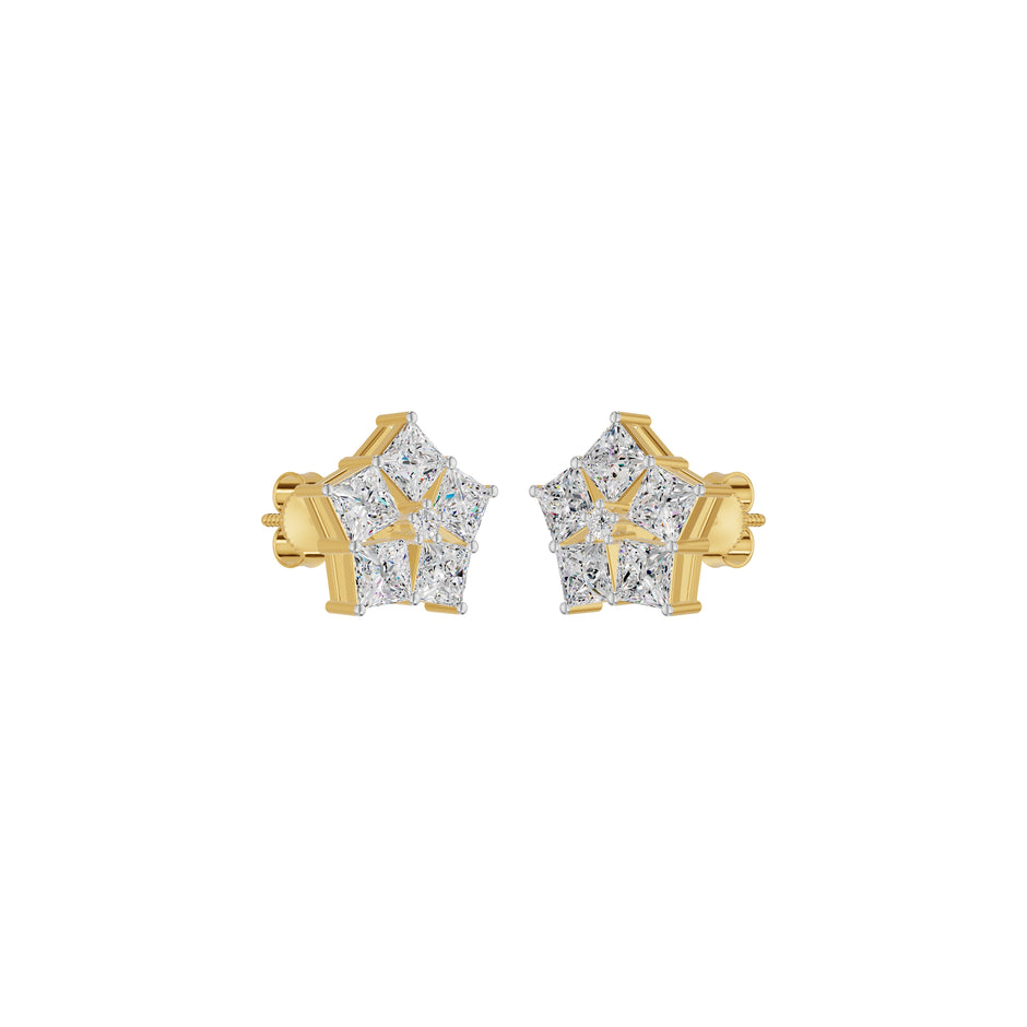 Tiny Stars Diamond Stud Earrings 18 KT / Yellow Gold