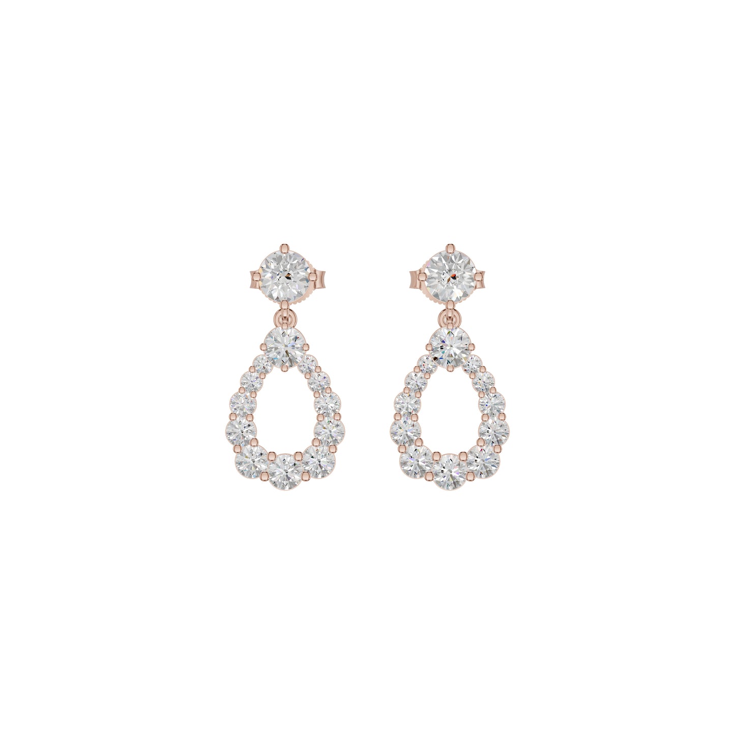Crown Loop Diamond Drop Earrings 18 KT / Rose Gold