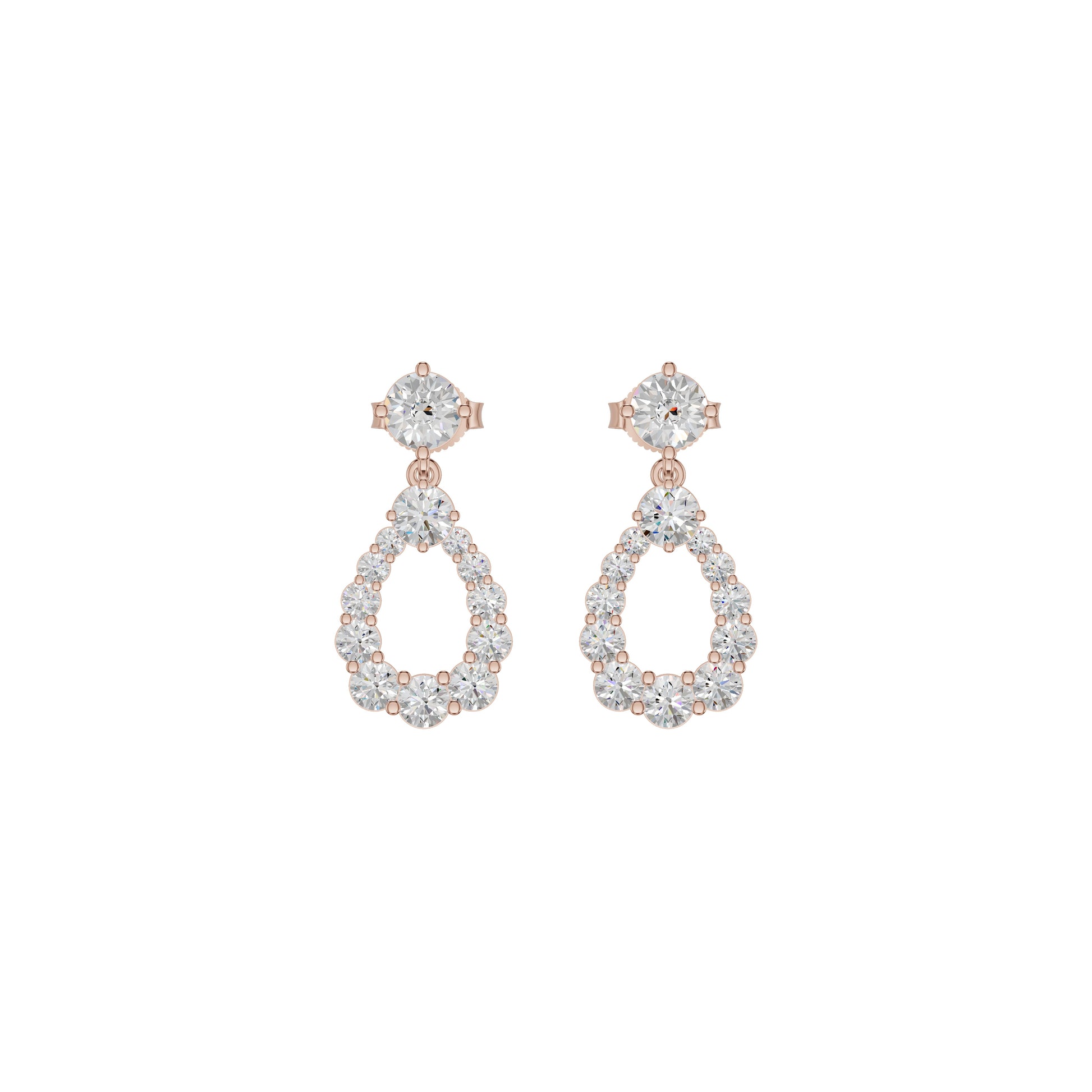 Crown Loop Diamond Drop Earrings 18 KT / Rose Gold