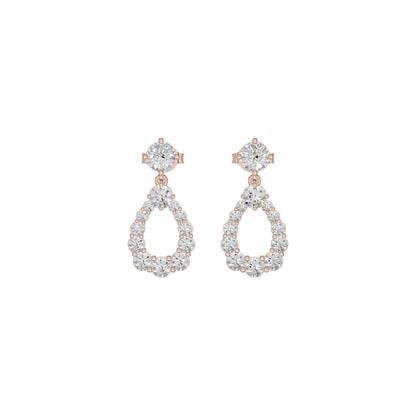 Crown Loop Diamond Drop Earrings 18 KT / Rose Gold