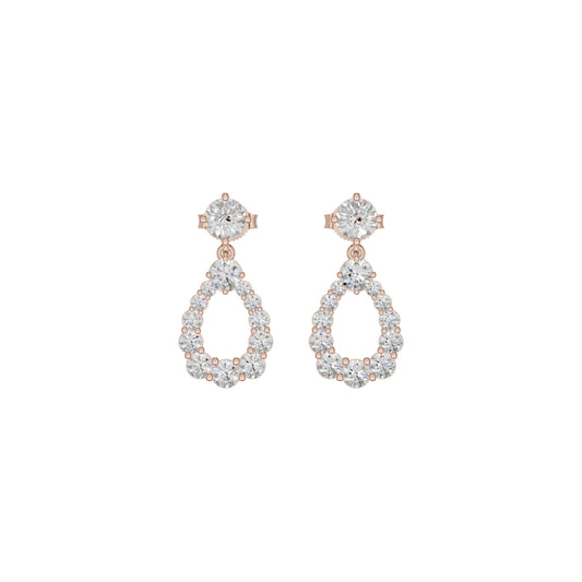 Crown Loop Diamond Drop Earrings 18 KT / Rose Gold