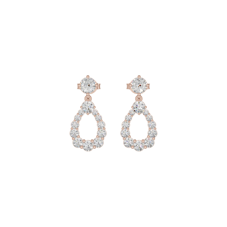 Crown Loop Diamond Drop Earrings 18 KT / Rose Gold