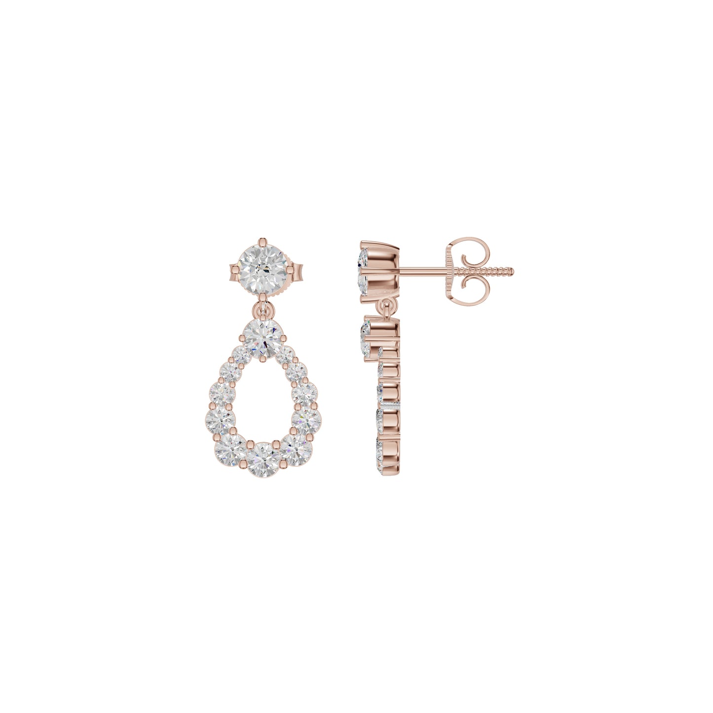 Crown Loop Diamond Drop Earrings 18 KT / Rose Gold