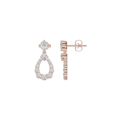 Crown Loop Diamond Drop Earrings 18 KT / Rose Gold