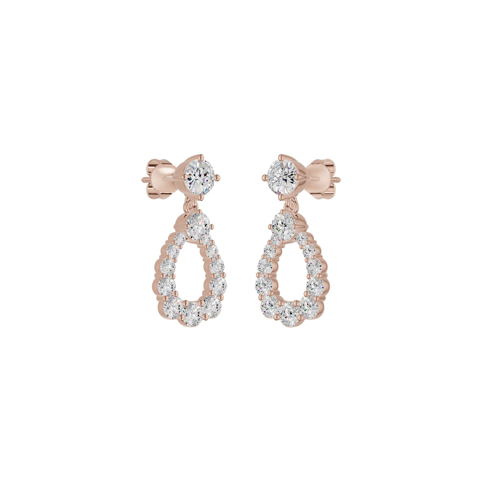 Crown Loop Diamond Drop Earrings 18 KT / Rose Gold