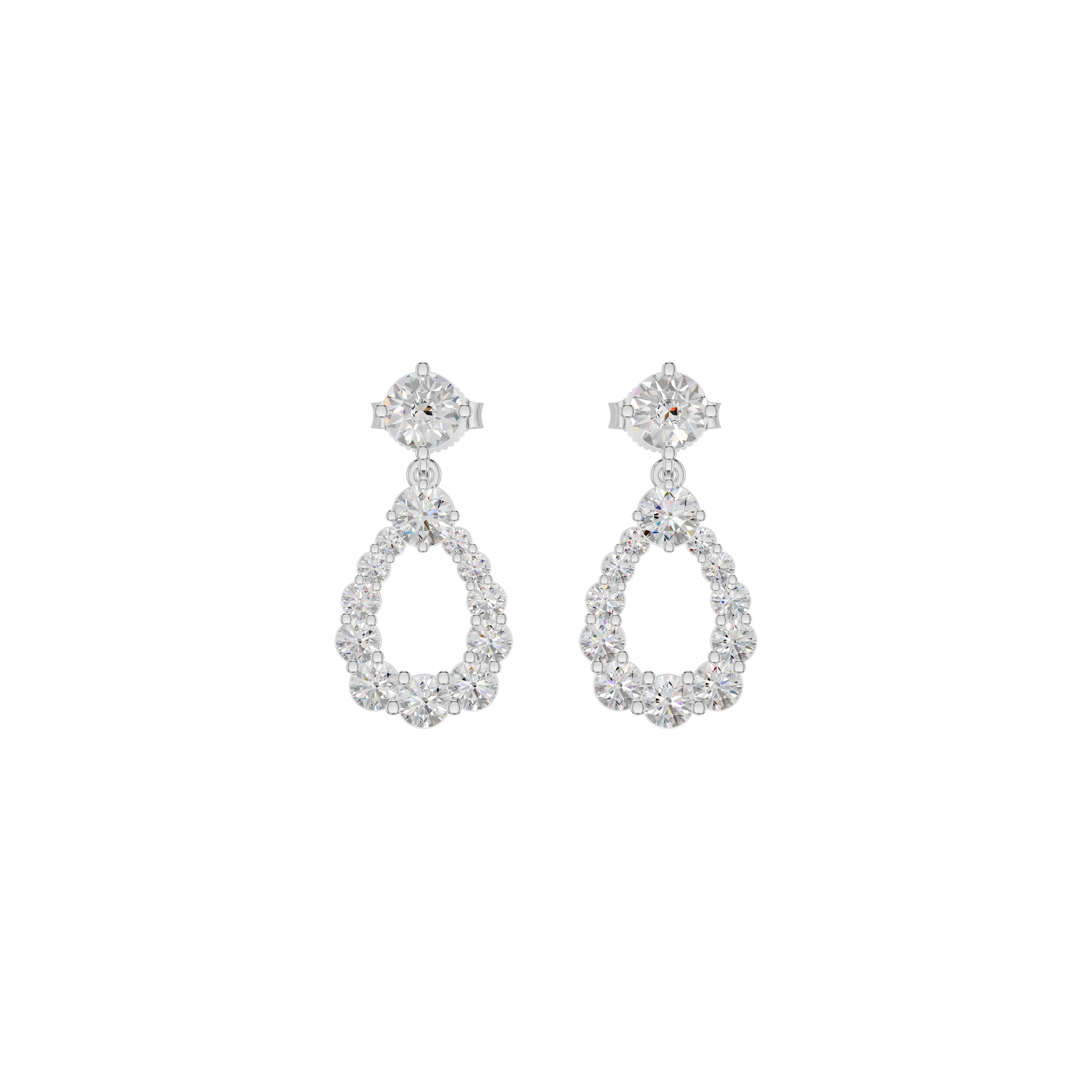 Crown Loop Diamond Drop Earrings 18 KT / White Gold