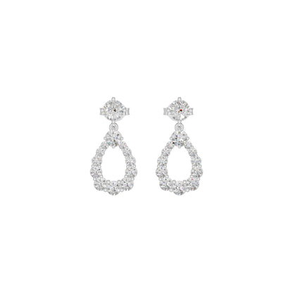 Crown Loop Diamond Drop Earrings 18 KT / White Gold
