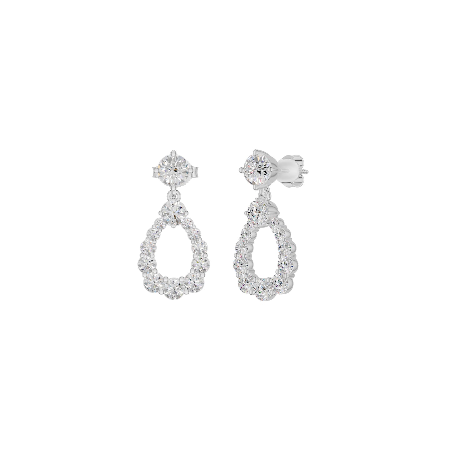 Crown Loop Diamond Drop Earrings 18 KT / White Gold