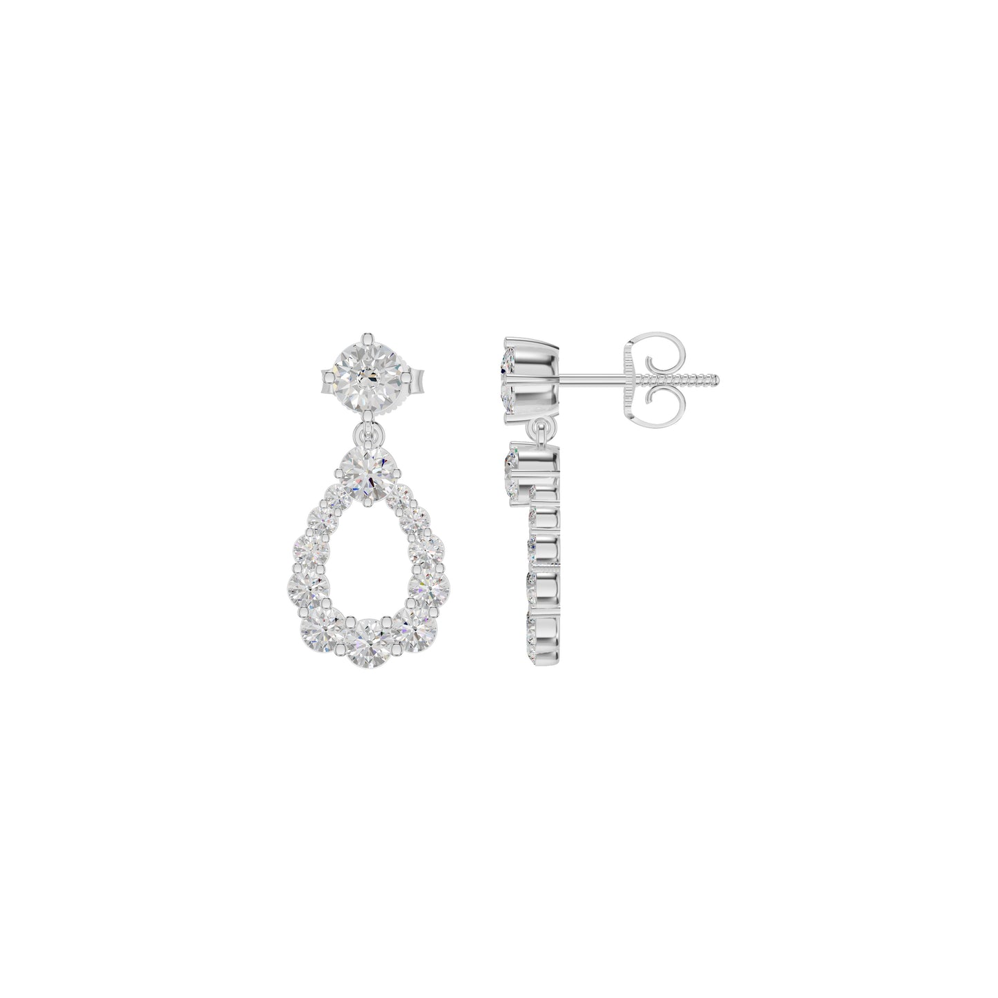 Crown Loop Diamond Drop Earrings 18 KT / White Gold