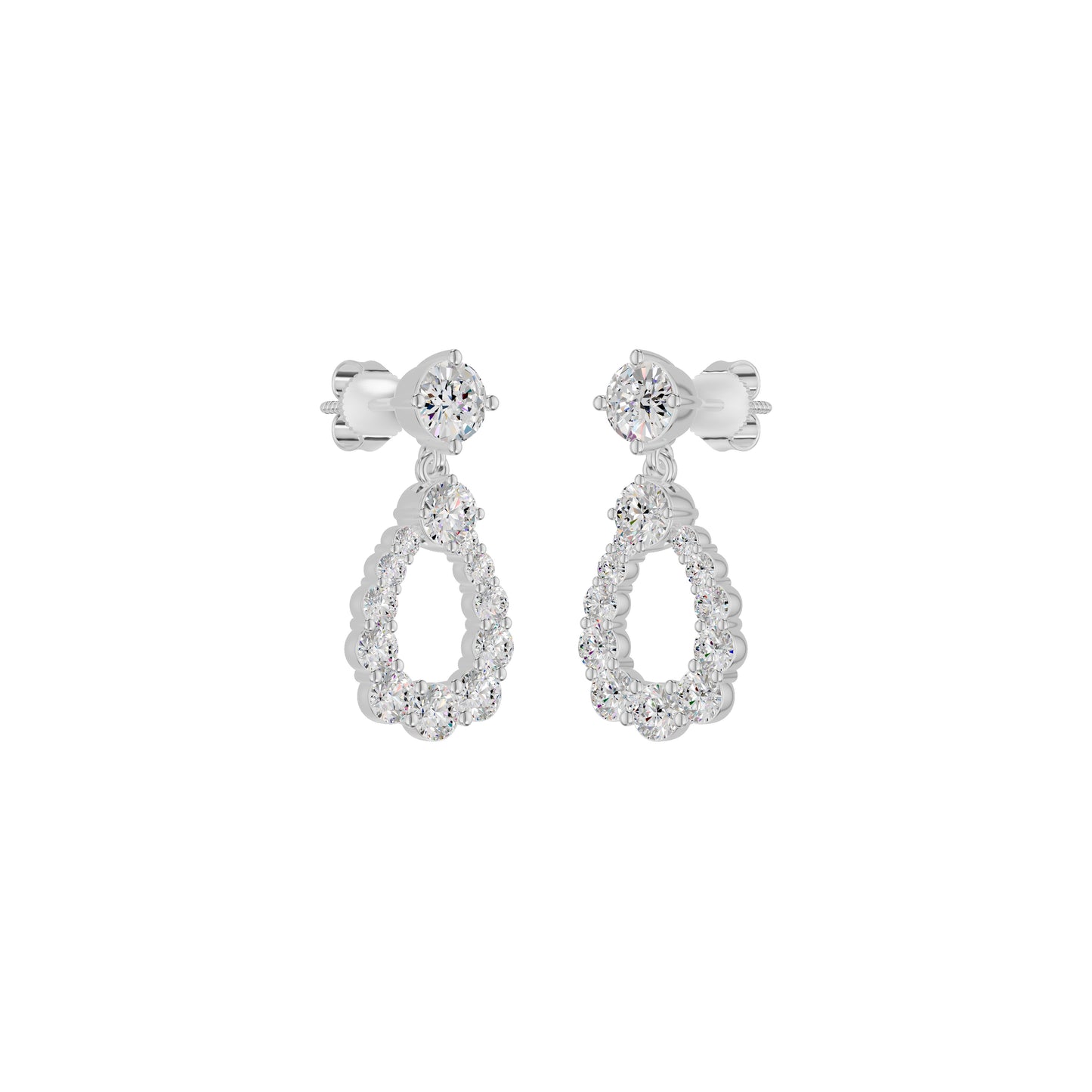 Crown Loop Diamond Drop Earrings 18 KT / White Gold