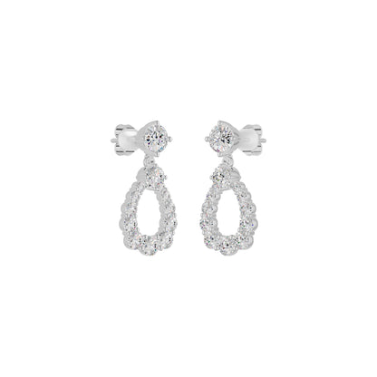 Crown Loop Diamond Drop Earrings 18 KT / White Gold