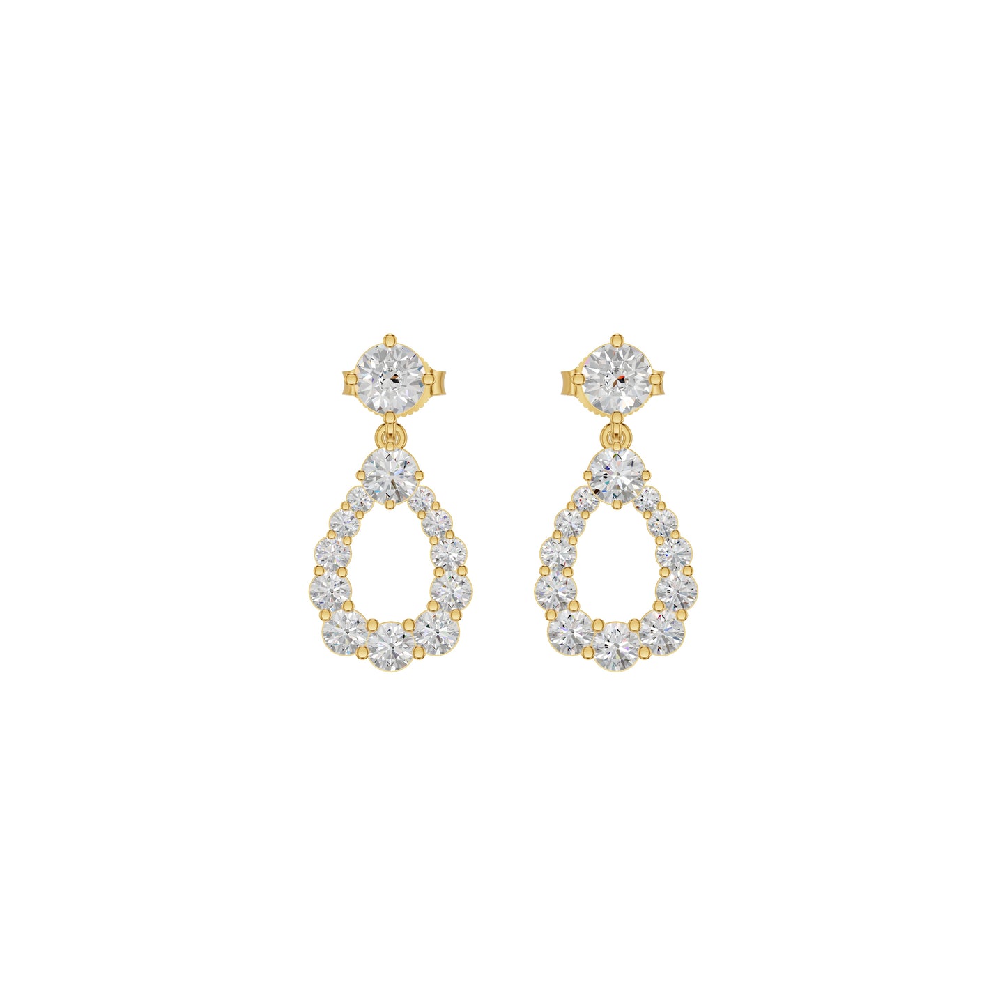 Crown Loop Diamond Drop Earrings 18 KT / Yellow Gold
