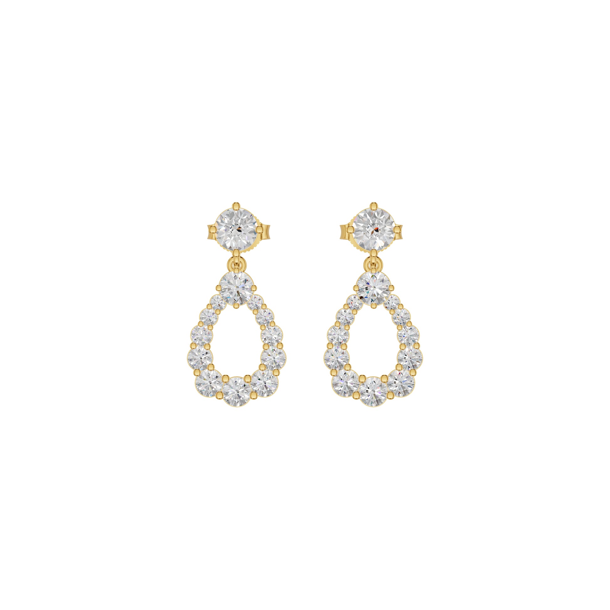 Crown Loop Diamond Drop Earrings 18 KT / Yellow Gold