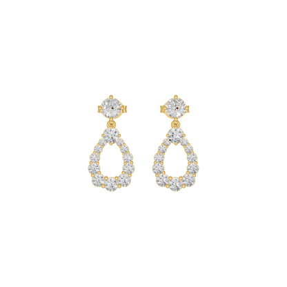 Crown Loop Diamond Drop Earrings 18 KT / Yellow Gold