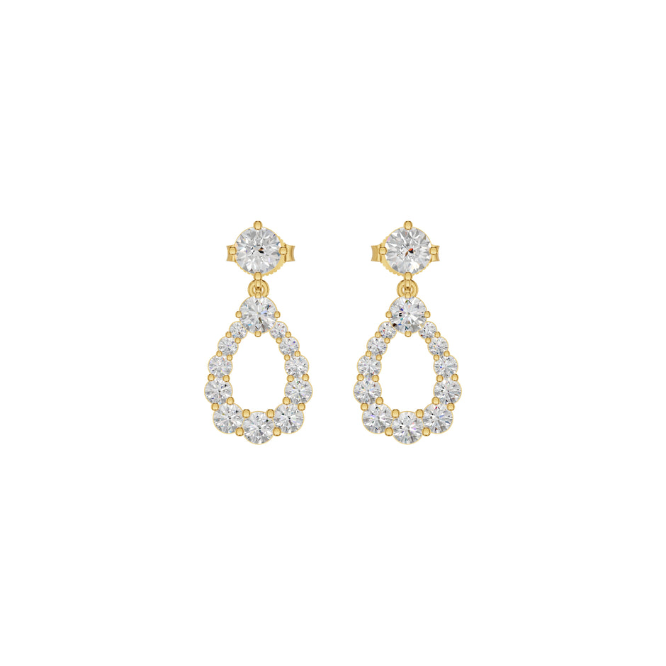 Crown Loop Diamond Drop Earrings 18 KT / Yellow Gold
