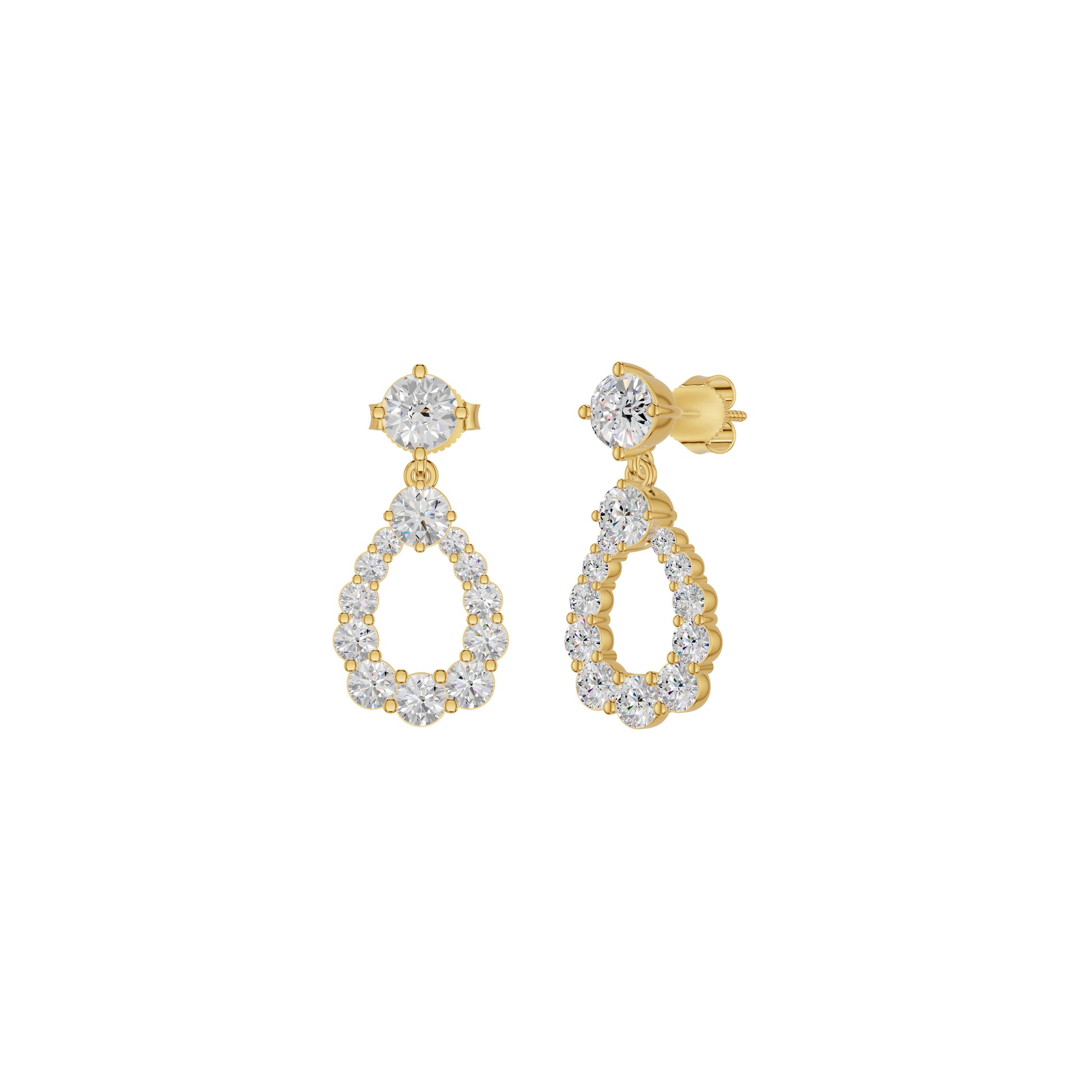 Crown Loop Diamond Drop Earrings 18 KT / Yellow Gold
