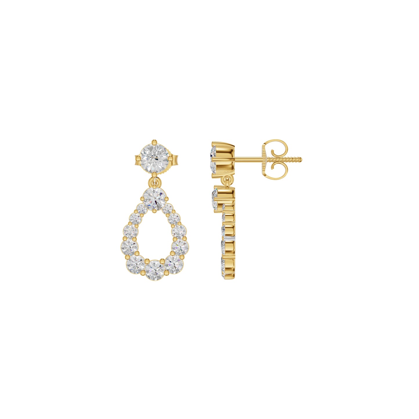 Crown Loop Diamond Drop Earrings 18 KT / Yellow Gold