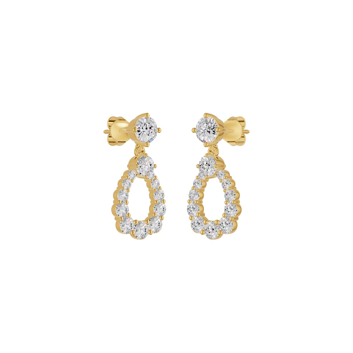 Crown Loop Diamond Drop Earrings 18 KT / Yellow Gold