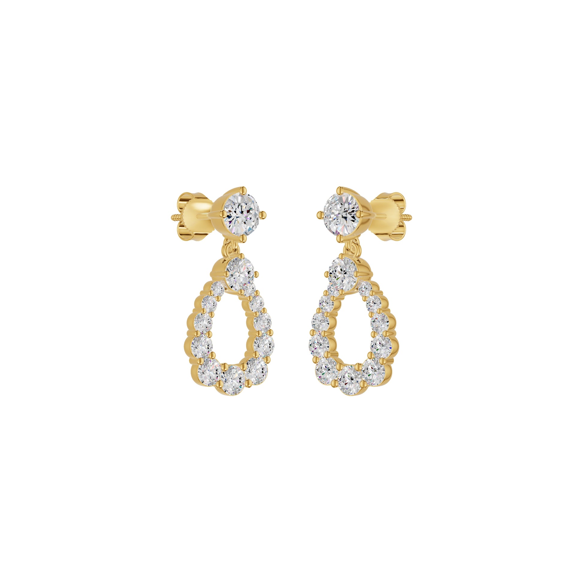 Crown Loop Diamond Drop Earrings 18 KT / Yellow Gold