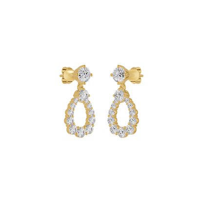 Crown Loop Diamond Drop Earrings 18 KT / Yellow Gold