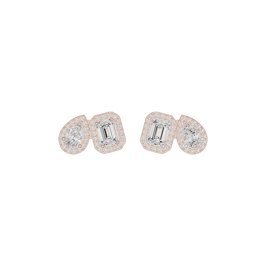 Dazzle Tabs Diamond Stud Earrings 18 KT / Rose Gold