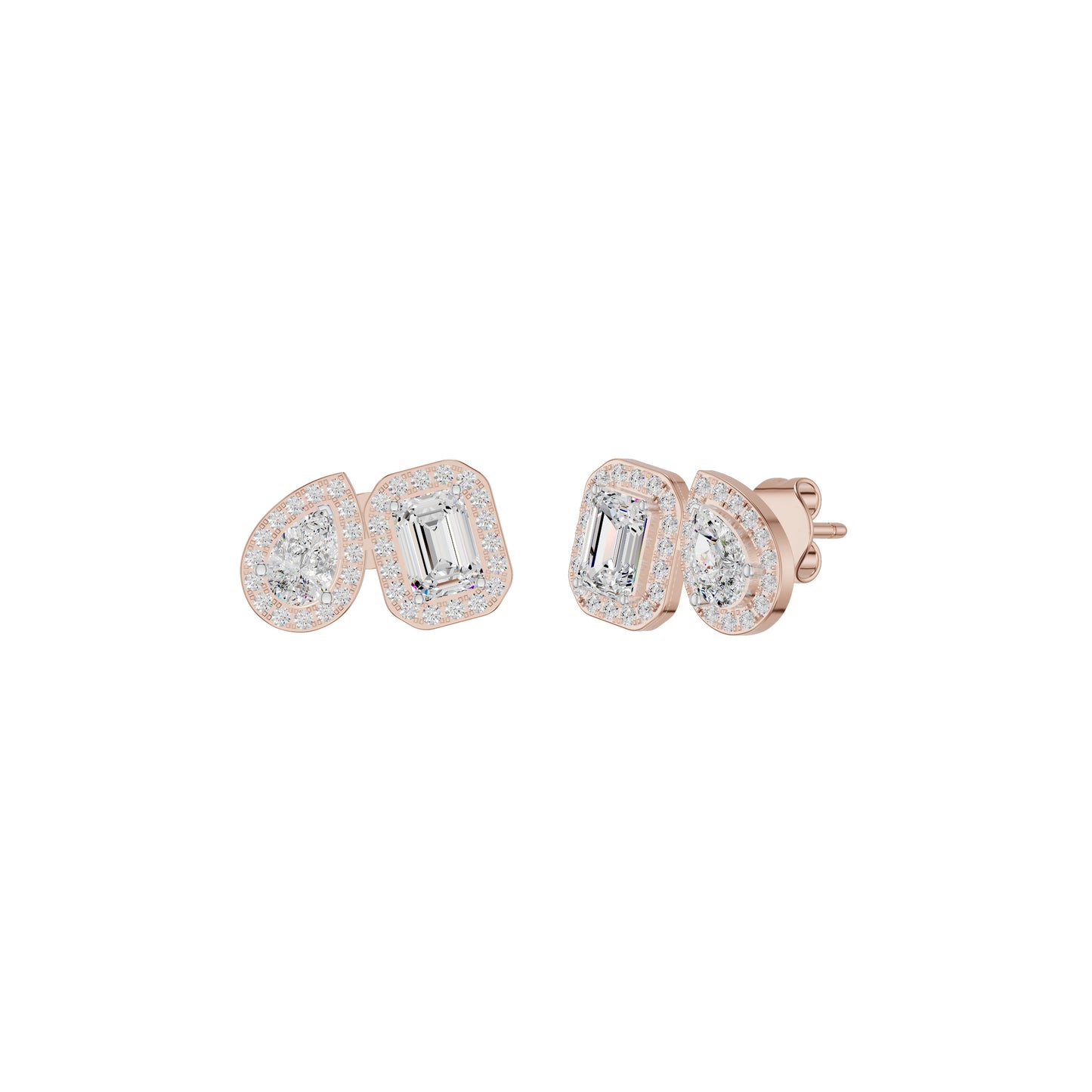 Dazzle Tabs Diamond Stud Earrings 18 KT / Rose Gold