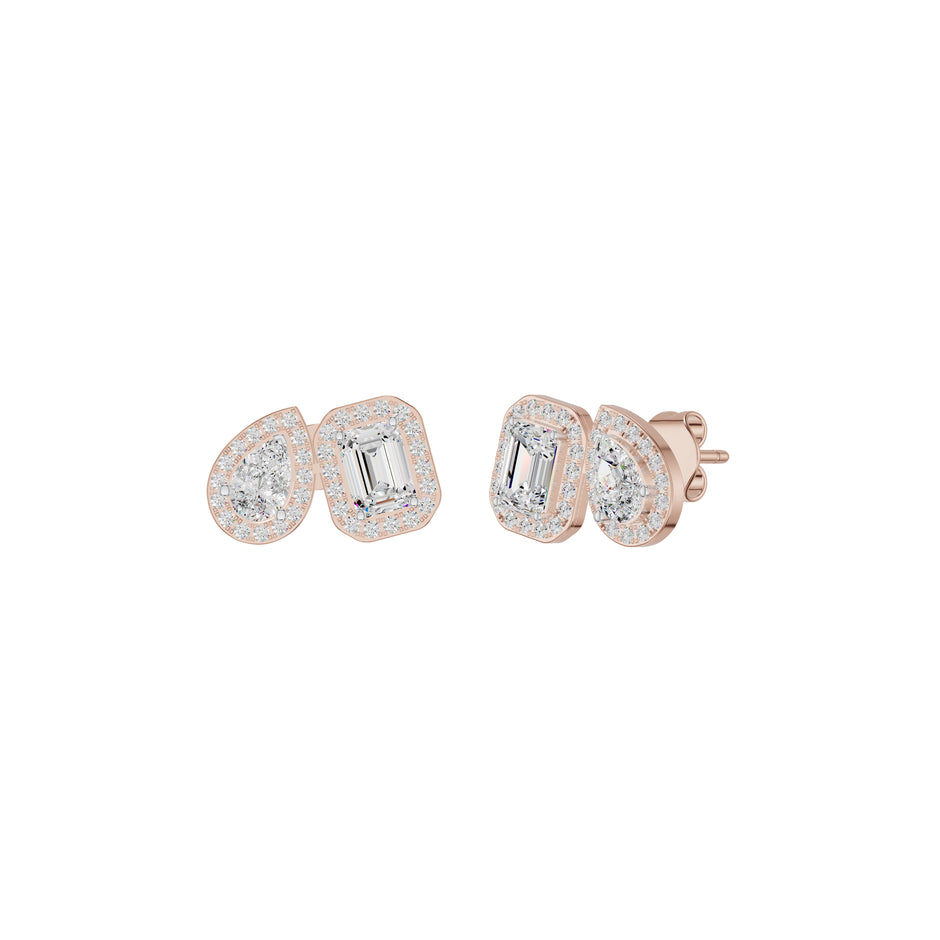Dazzle Tabs Diamond Stud Earrings 18 KT / Rose Gold