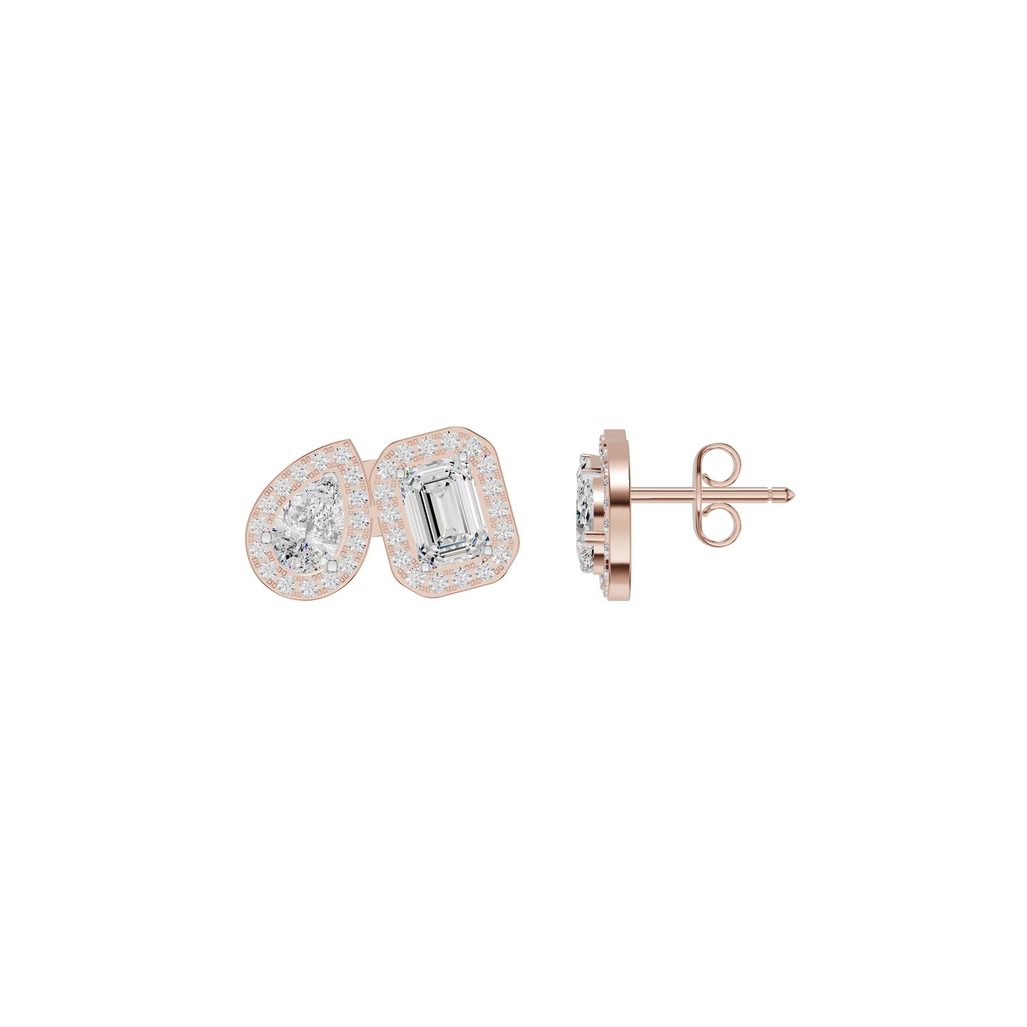 Dazzle Tabs Diamond Stud Earrings 18 KT / Rose Gold