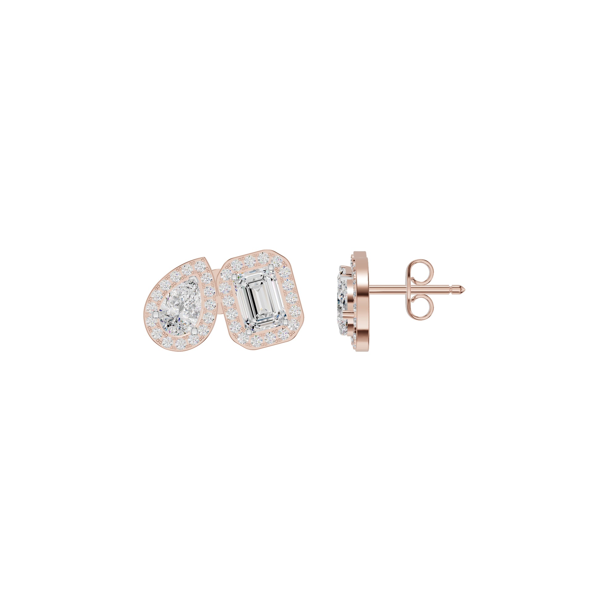 Dazzle Tabs Diamond Stud Earrings 18 KT / Rose Gold