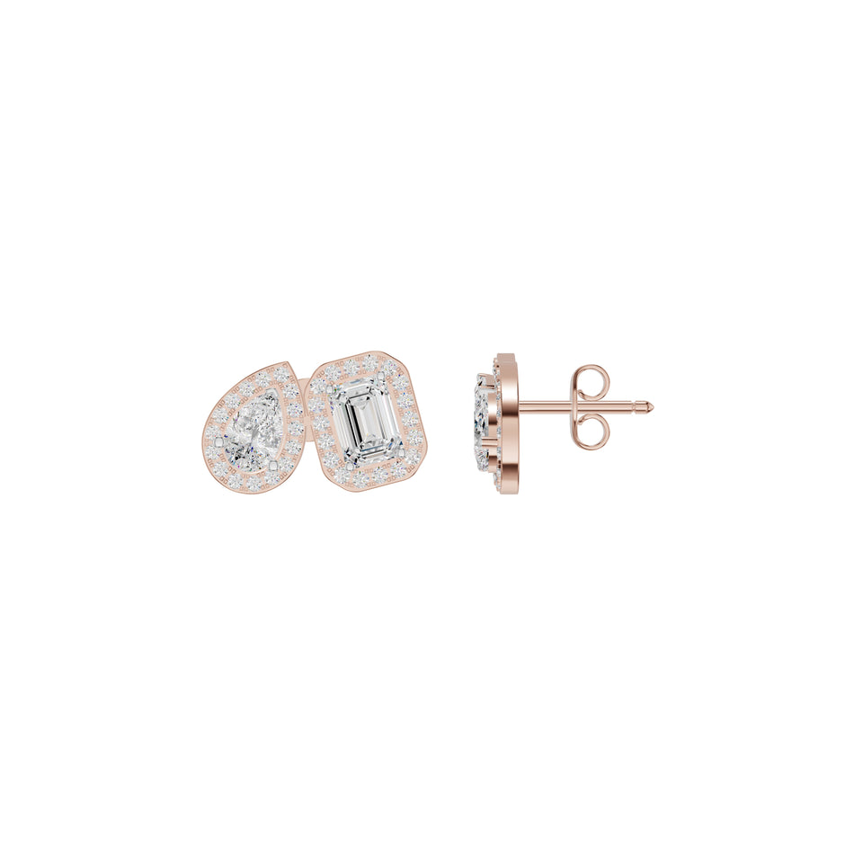 Dazzle Tabs Diamond Stud Earrings 18 KT / Rose Gold
