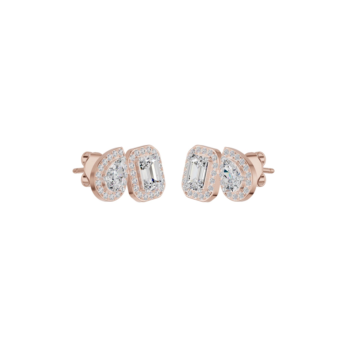Dazzle Tabs Diamond Stud Earrings 18 KT / Rose Gold