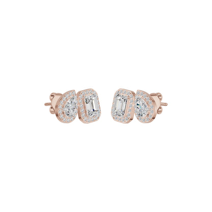 Dazzle Tabs Diamond Stud Earrings 18 KT / Rose Gold