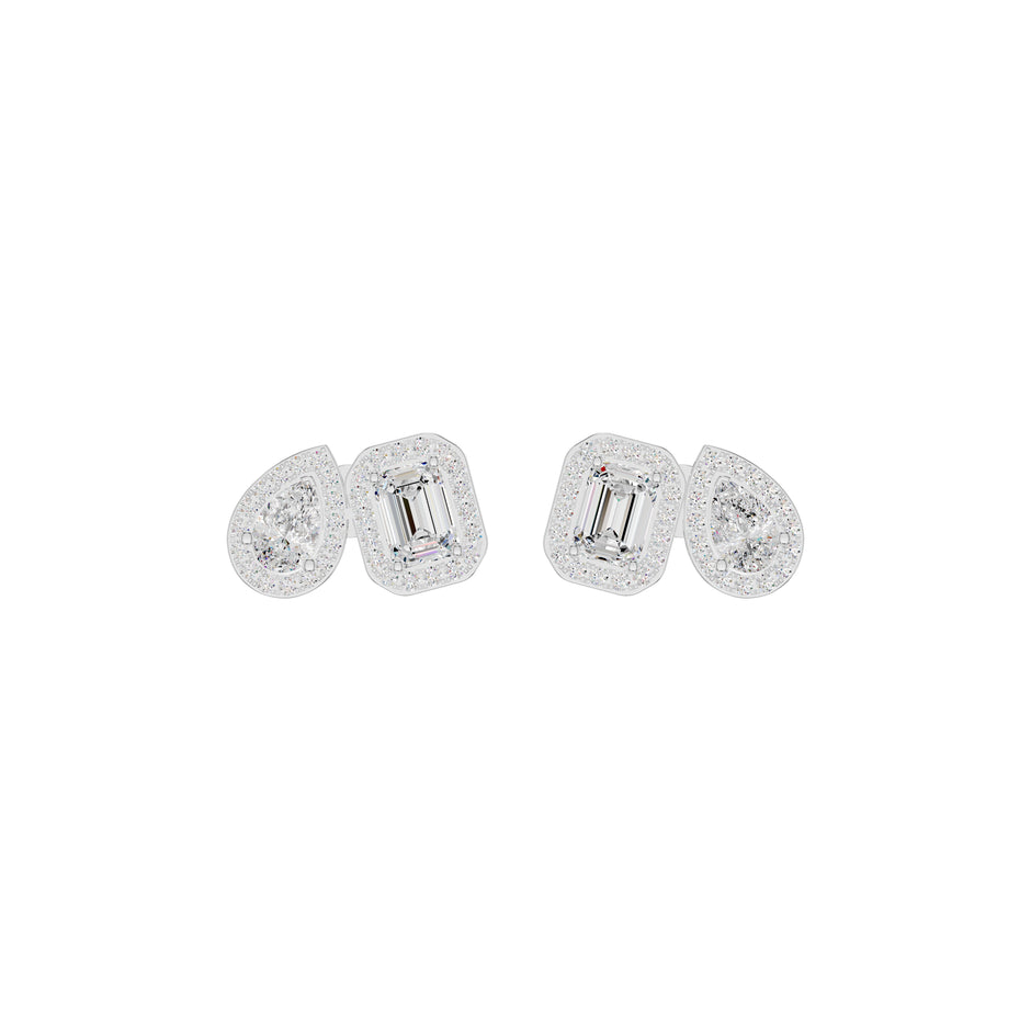 Dazzle Tabs Diamond Stud Earrings 18 KT / White Gold