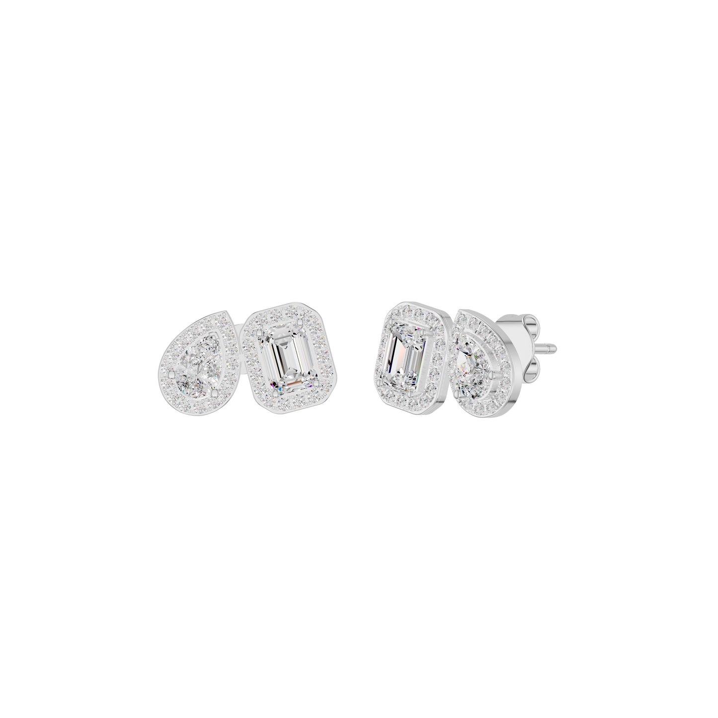 Dazzle Tabs Diamond Stud Earrings 18 KT / White Gold
