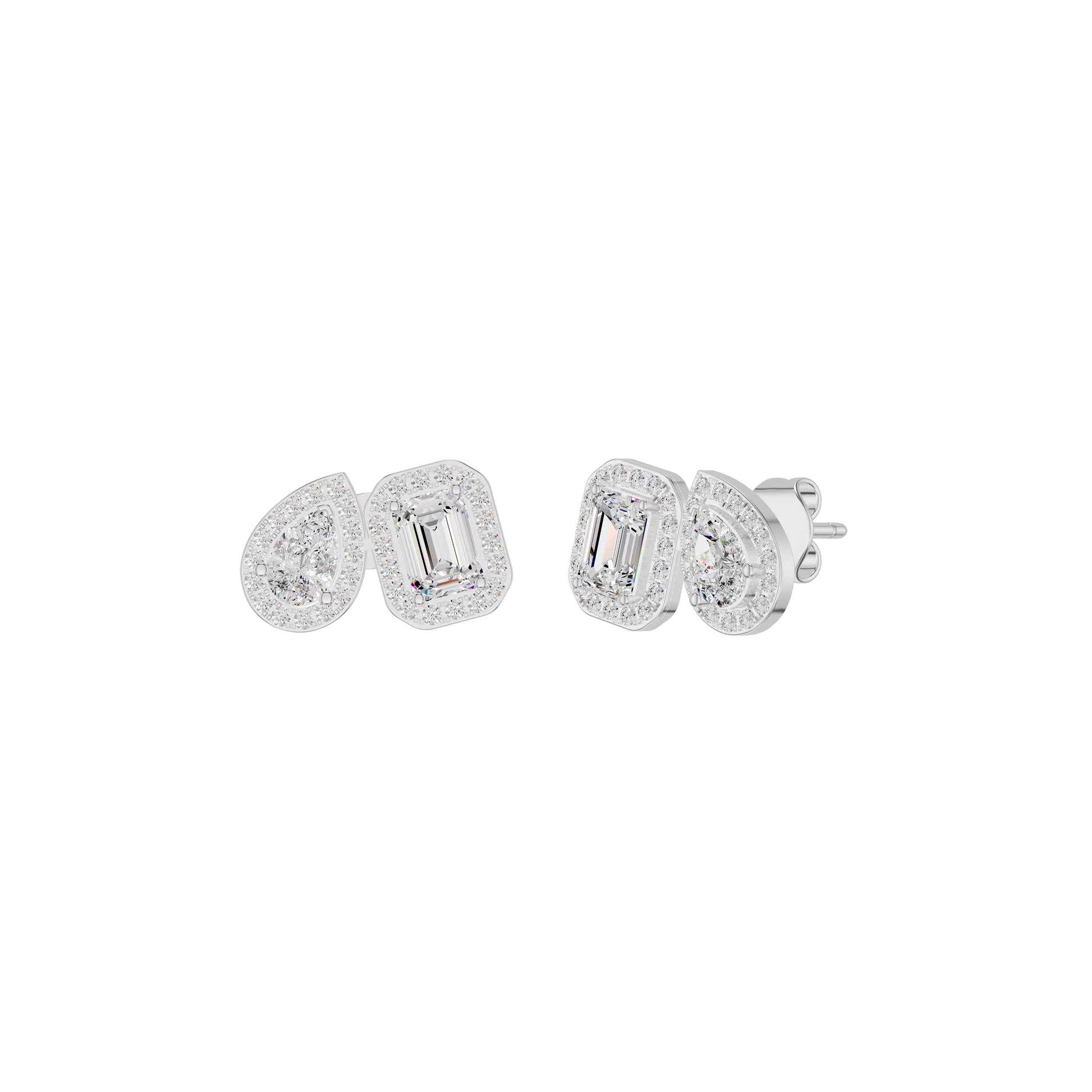 Dazzle Tabs Diamond Stud Earrings 18 KT / White Gold