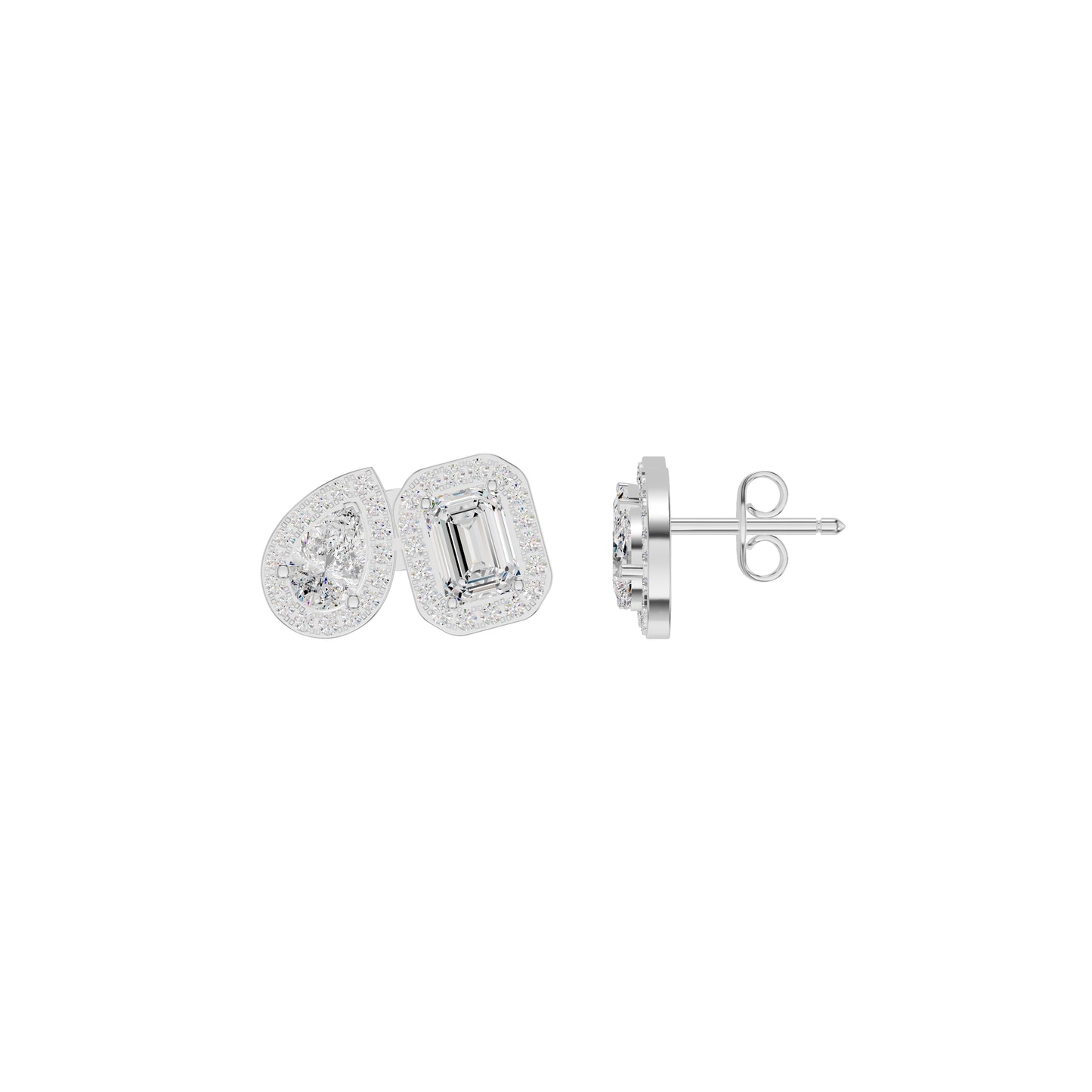 Dazzle Tabs Diamond Stud Earrings 18 KT / White Gold
