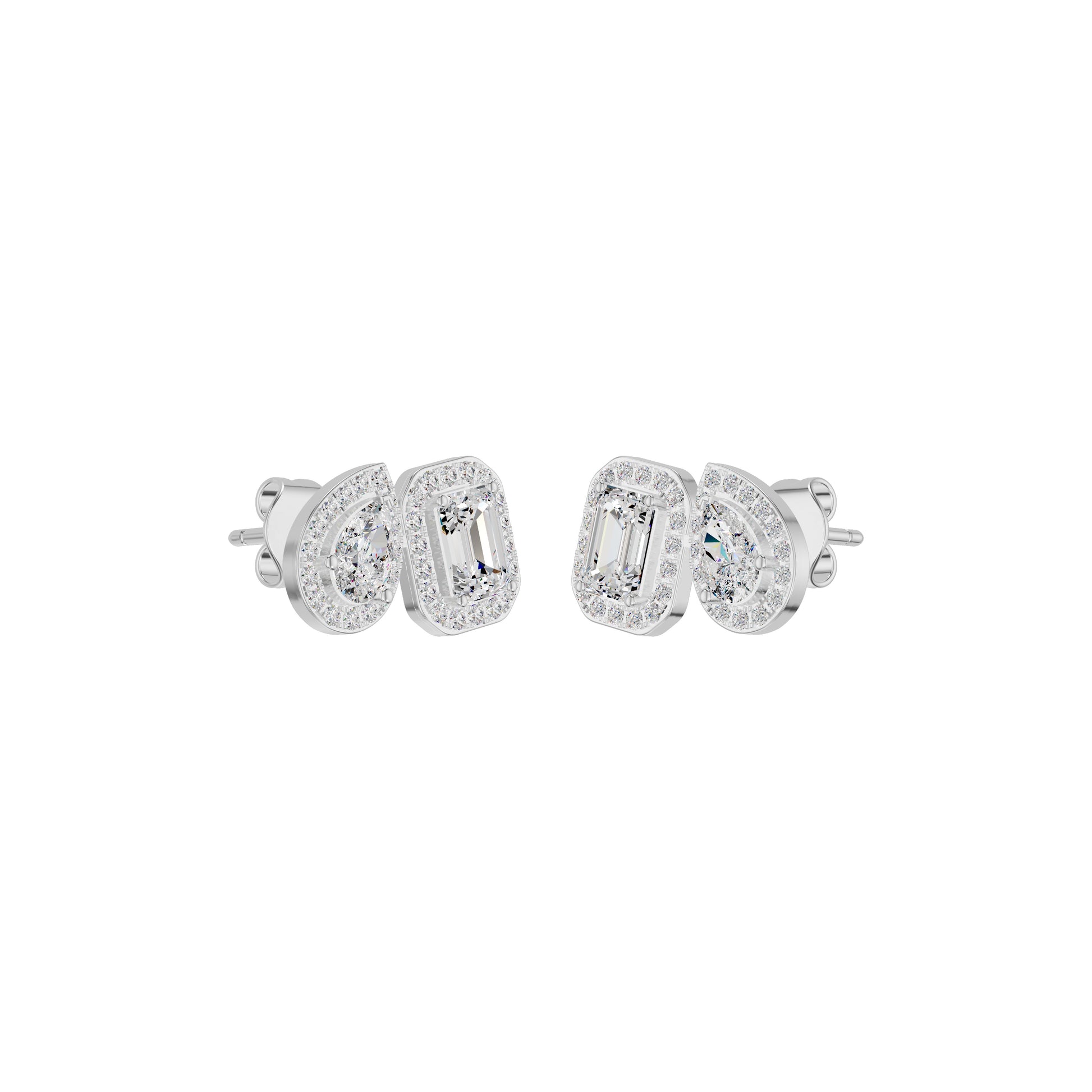 Dazzle Tabs Diamond Stud Earrings 18 KT / White Gold