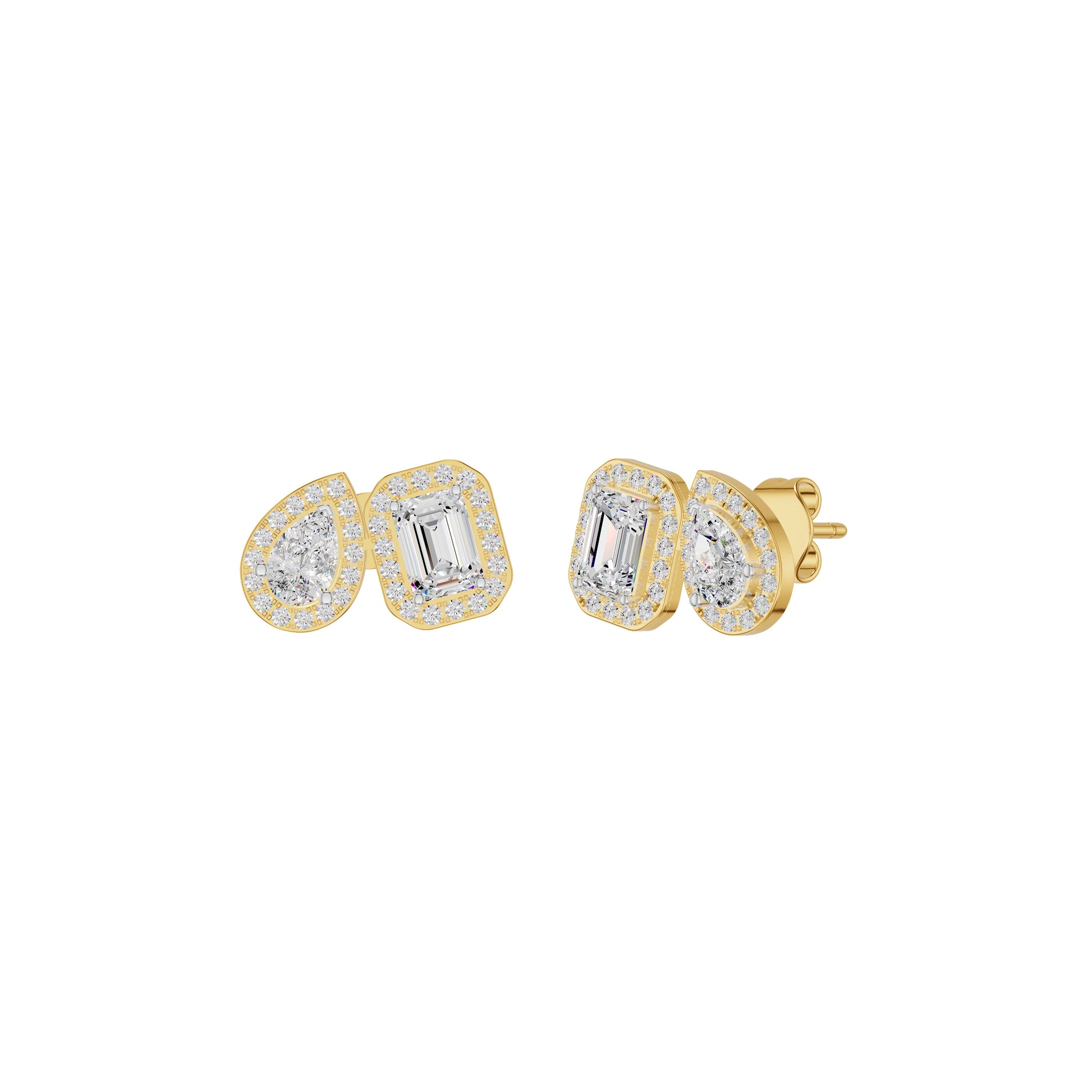 Dazzle Tabs Diamond Stud Earrings 18 KT / Yellow Gold