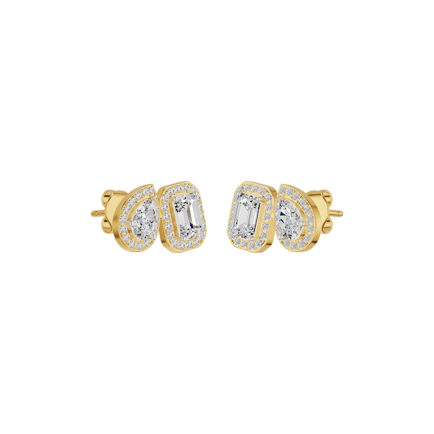 Dazzle Tabs Diamond Stud Earrings 18 KT / Yellow Gold